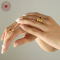 Wavy Sculptural Open Ring Gold And Steel Tone Metal view 4