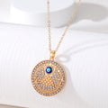 Gold Tone Crystal Egyptian and Hamsa Evil Eye Pendant Necklaces view 3
