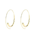 Slim Open Elongated Oval Wire Gold and Silver Hoop Earrings view 5