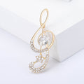 Crystal Treble Clef Music Note Brooch Silver and Gold view 3