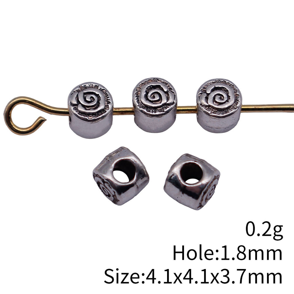 4.1x4.1x3.7mm 0.2g Multicolor Zinc Alloy Round Swirl Pattern Small Hole Double Sided Beads for DIY Bracelet Making