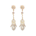 White Petal Pearl Branch Long Statement Drop Earrings view 5