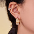 Crystal Ear Cuffs and Wide Flower Hoop Earrings in Two Finishes view 4