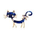 Blue Gold Tone Cat Crystal Enamel Metal Brooch Pin view 5