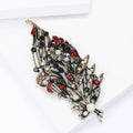 Antique Gold Peacock Feather Brooch With Mixed Color Crystals view 4