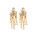Crystal Chain and Pearl Fringe Earrings Statement Fashion Jewelry view 5