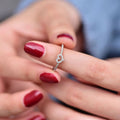 White Metal Hollow Heart Thin Rope Band Ring Clear Stones view 4