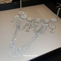 Silver Rhinestone Multi Layer Fringe Collar Necklace view 2