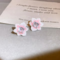 Crystal Flower Stud Earrings in Four Color Options view 6