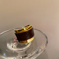 Wine Enamel Dual Layer Open Cuff Ring Gold Silver Rims view 6