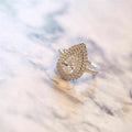Pear Double Halo Clear Stone Ring White Gold Tone Sizes 6-10 view 4