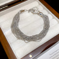 Silver Multi Strand Ball Chain Layered Bracelet Extender Clasp view 6