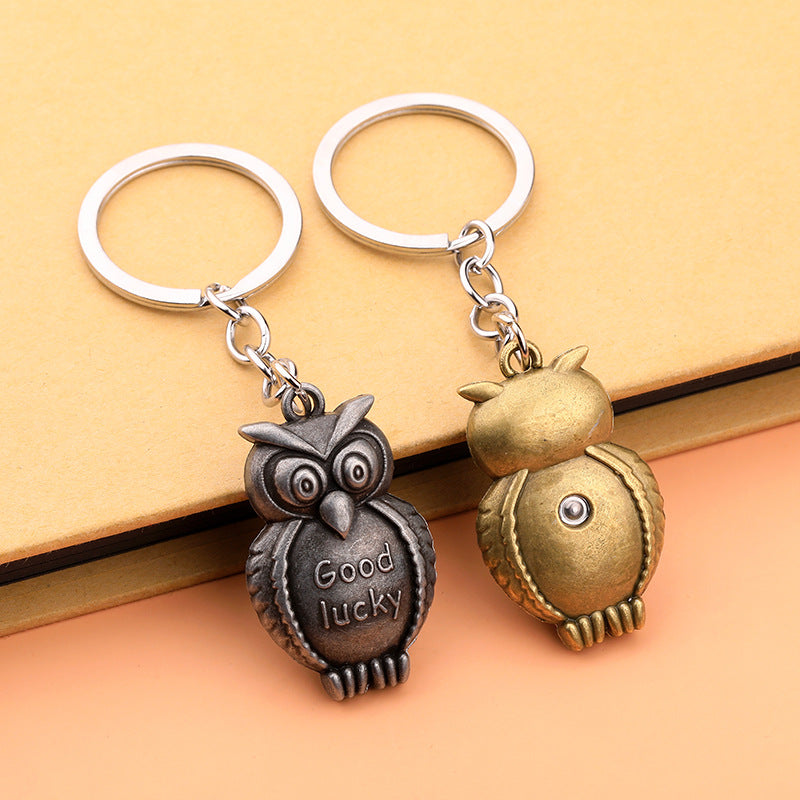 Creative Owl Alloy Keychain Bag Charm Pendant for Men