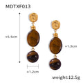 Tiger Eye Tube Bead Necklace And Gold Accent Earrings Set view 8