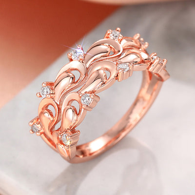 Open scrollwork crystal ring product view
