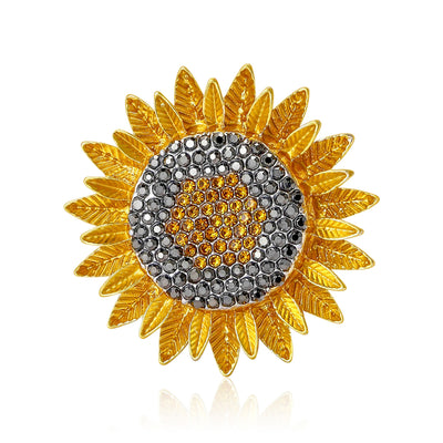 Crystal Sunflower Brooch shown against a white display background