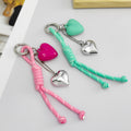 Braided Cord Heart Keychain With Silver Heart Charm view 1