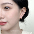 Gold Tone Pink Layered Birthday Cake And Candle Stud Earrings view 2