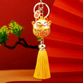 Hollow Lucky Cat Tassel Keychains in Five Colors and Plain Option view 4