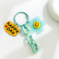 Smiley Daisy Charm Keychain with Acrylic Chain and Happy Day Tag view 9