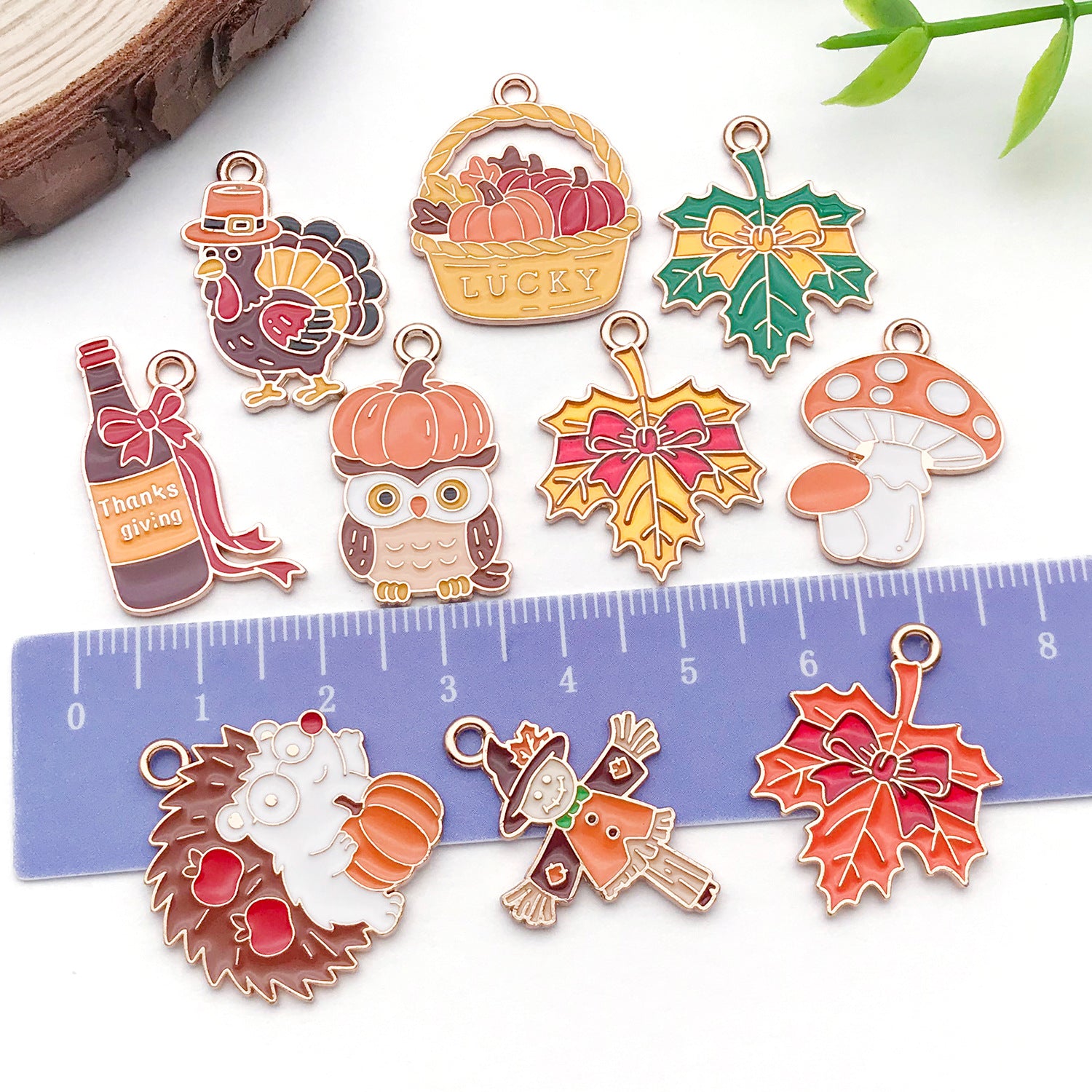 Zinc Alloy Enamel Turkey charm pendant for DIY Thanksgiving bracelet necklace making