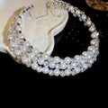 Multi Row Pearl Rhinestone Choker Pink Feather Bow Earrings view 7
