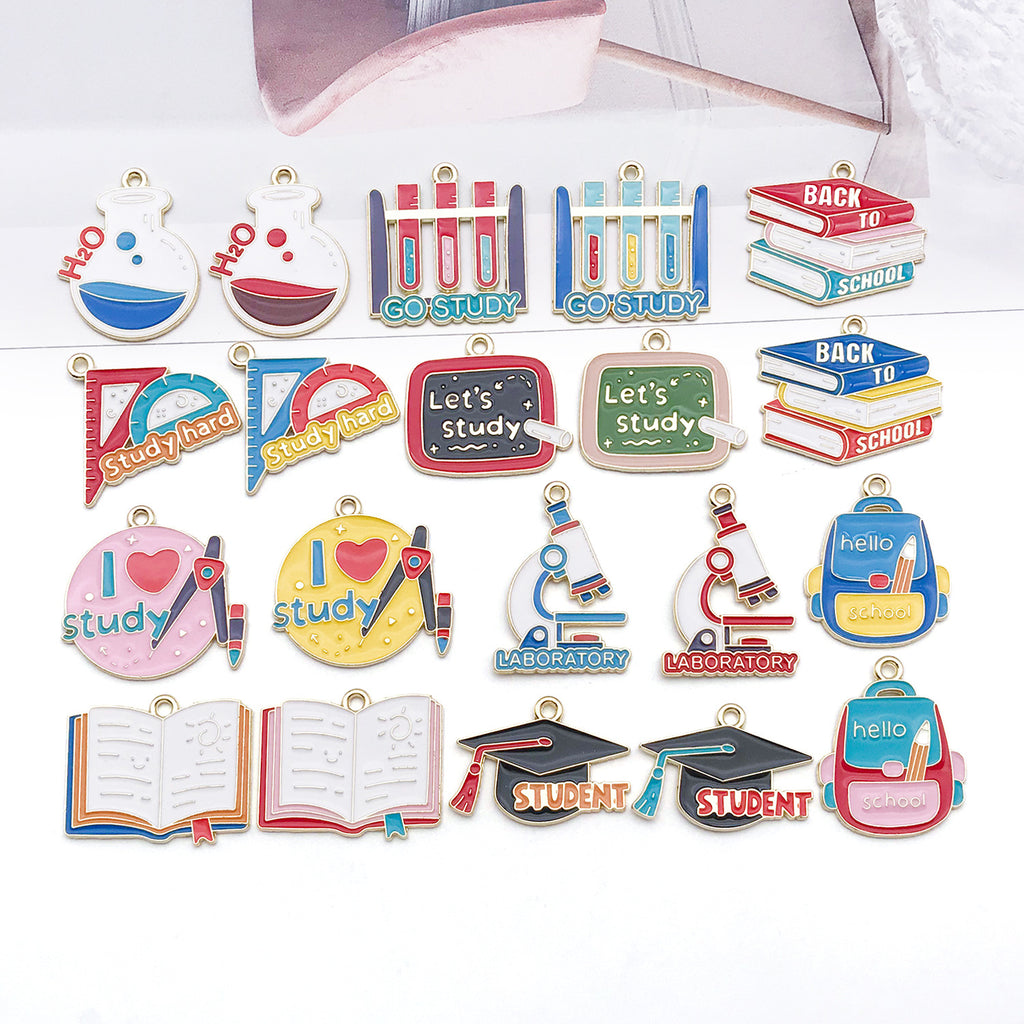 Zinc Alloy Enamel Graduation Study Supplies Charm Pendant for Keychain Necklace Phone Strap Making