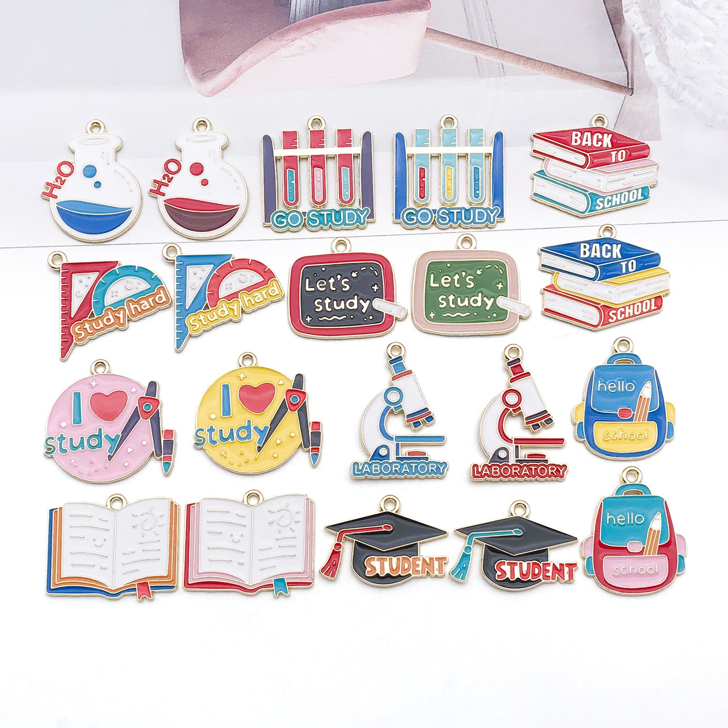 Zinc Alloy Enamel Graduation Study Supplies Charm Pendant for Keychain Necklace Phone Strap Making