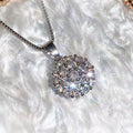 Silver-Tone Round Cubic Zirconia Cluster Pendant on a Box Chain view 4