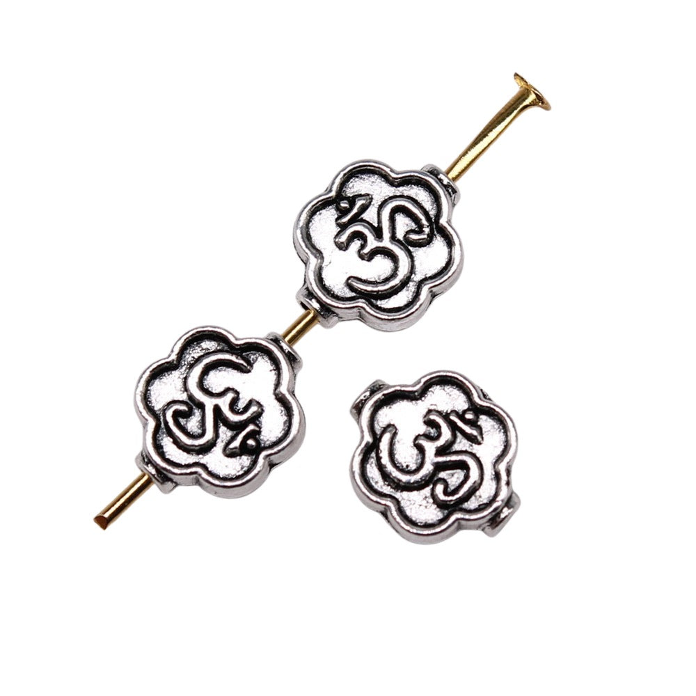 8x4mm 0.75g Antique Gold Zinc Alloy OM Flower Loose Metal Beads for Bracelet Jewelry Making