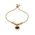 Black Enamel Heart Charm Slider Bracelet Gold Steel Chain view 5