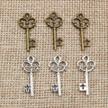 Ornate Skeleton Key Charms in Antique Silver and Bronze Tones view 4