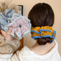 Openwork Yarn Flower Scrunchie Double Layer Hair Tie view 2