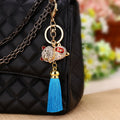 Jeweled Lucky Cat Bell Keychains with Braided Loops and Tassels view 9