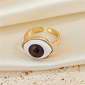 Gold Tone Realistic Eyeball Adjustable Open Rings in Five Iris Colors view 6
