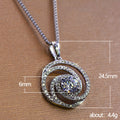Silver Double Circle Spiral Pendant Necklace In A Polished Decorative Design view 5