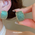 Ombre Crystal Rectangle Stud Earrings in Three Colors view 3
