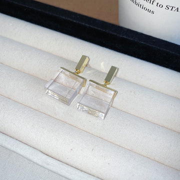 Square Resin Cube Drop Earrings and Lariat Necklaces