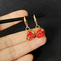 Red Rose Enamel Charm with Gold Tone Lobster Clasp view 3