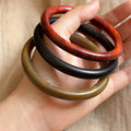 Wood Grain Round Bangle Bracelets Dark Coffee Black Brown view 1