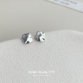 Mini Square Wavy Metal Stud Earrings Gold Silver Finishes view 4