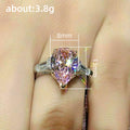 Silver Tone Pink Pear Three Stone Ring Baguette Sides 6-10 view 4
