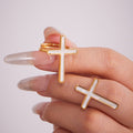 White Shell Cross Pendant Ring Earrings Stainless Steel Set view 4