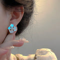 Iridescent Crystal Flower Stud Earrings Fashion Earrings view 4