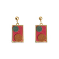 Gold Stud Burgundy Leather Rectangle Green Brown Dots view 5