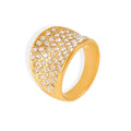 Full Pave Czech Diamond Concave Dome Ring Gold Steel view 5