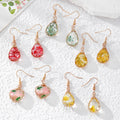 Wire Wrapped Teardrop Floral Resin Earrings 6 Styles view 1