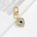 Gold-Tone Evil Eye Charm Keychain With Rhinestone Heart Eye view 4