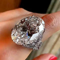 Oversized Oval Solitaire Floral Ring In Silver Tone view 2
