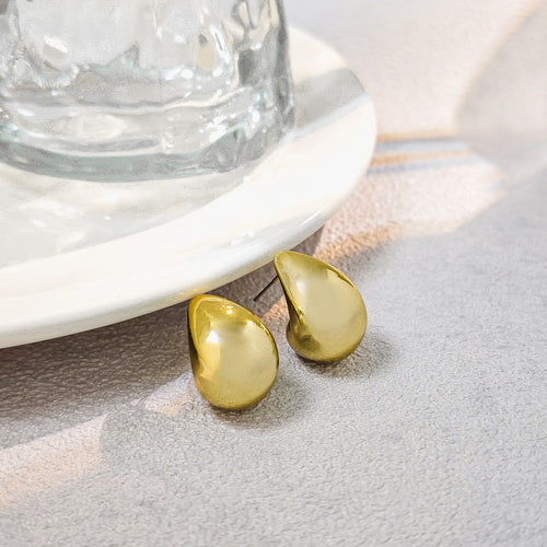 Second supplied view of curved teardrop stud earrings